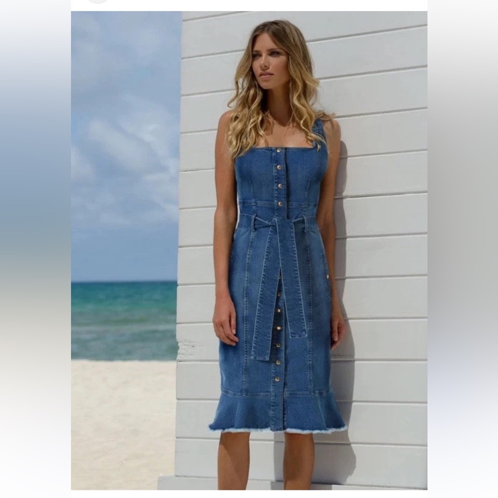 Melissa Odabash Ruby
Denim Midi Dress Tie Waist Sz XS